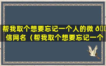 帮我取个想要忘记一个人的微 🐦 信网名（帮我取个想要忘记一个人的微信网名怎么取）